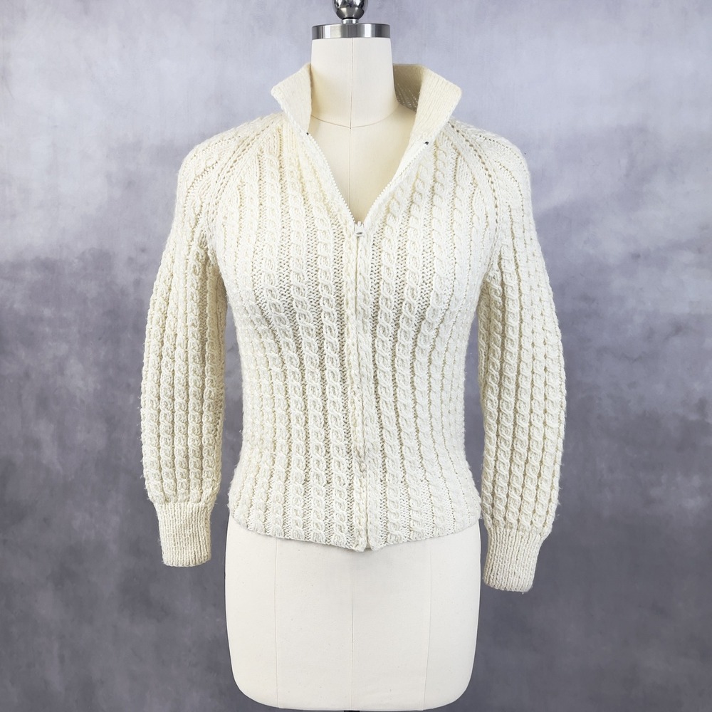 Chunky Cable Knit Sweater Womens S/M‎ Fisherman Handmade Heritage Alpine READ